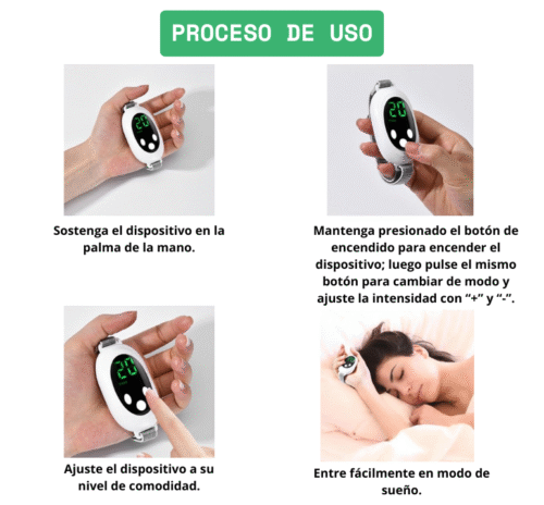 Ayuda para Dormir con Microcorriente, alivia ansiedad, estrés e insomnio – Portátil y Recargable